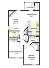 2 Bed 2 Bath Floor Plan 2 Bed 2 Bath Floor Plan at BrookStone Village, Cincinnati, OH, 45209